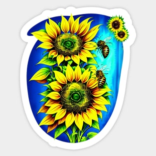 Bee On A Sunflower Sticker